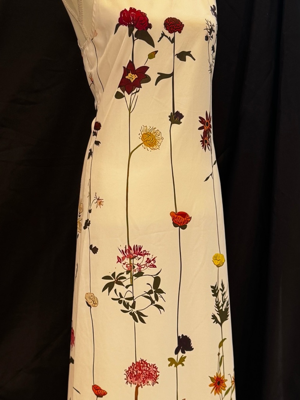 Cream Maxi Slip Dress with Red & Yellow Floral Print